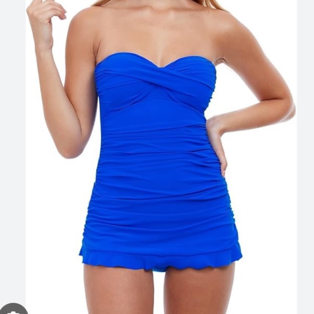 Profile By Gottex | Tutti Frutti Bandeau Swim Dress Cobalt Royal Blue Size 6